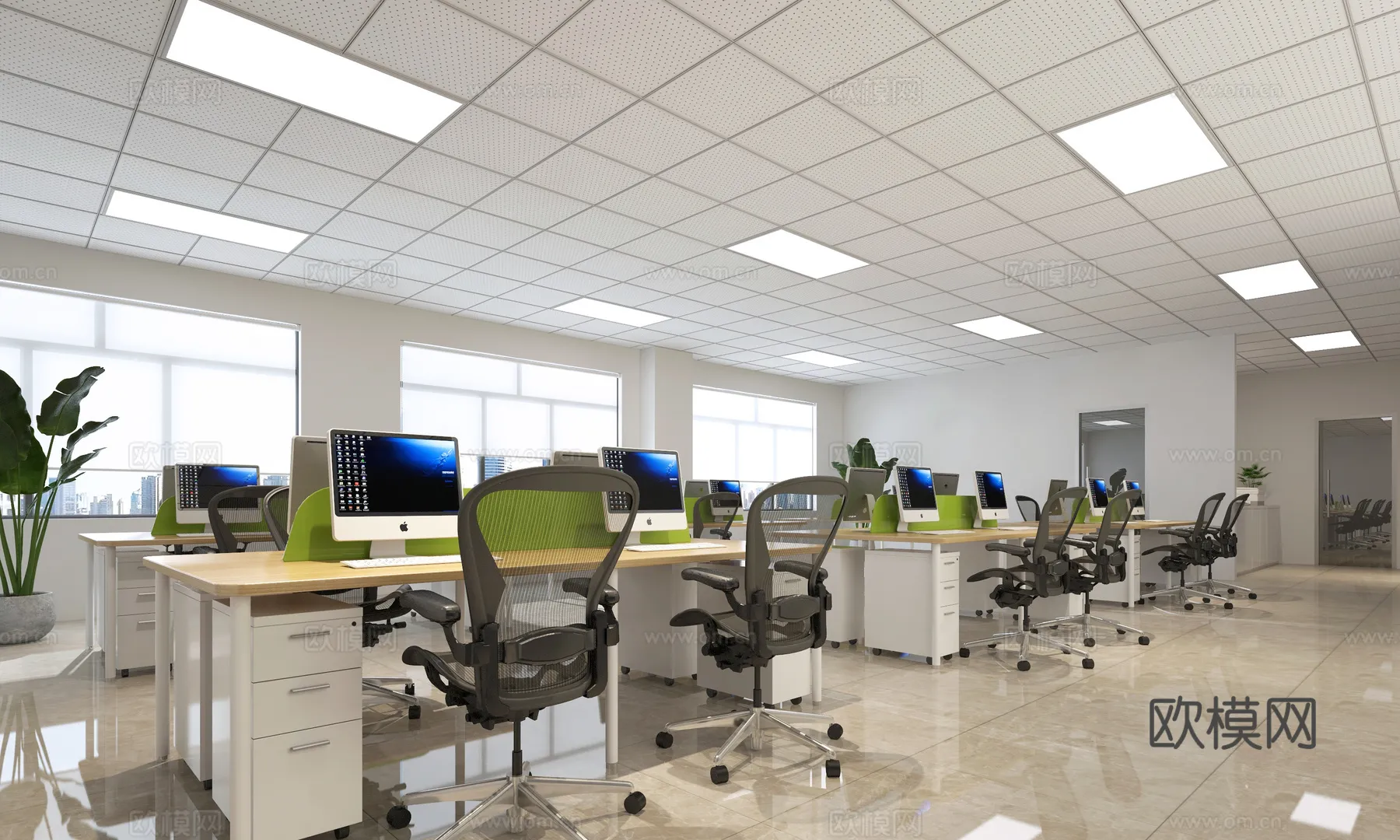 Office Space 3D Scenes - Office Room 3D Blocks - 026 - VRAY Render