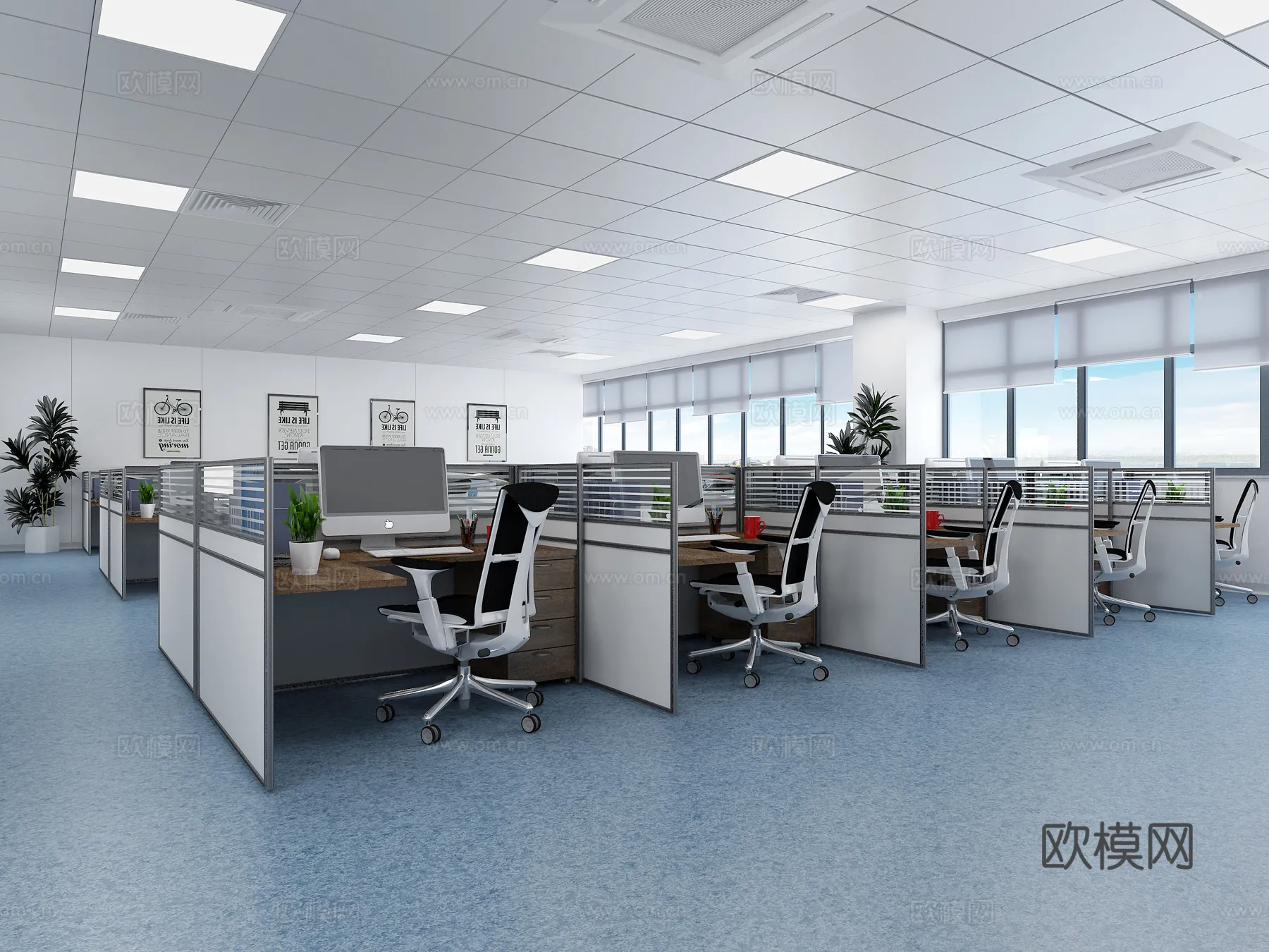 Office Space 3D Scenes - Office Room 3D Blocks - 029 - VRAY Render