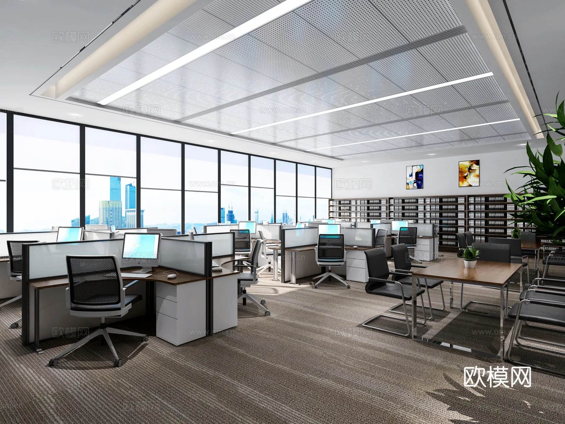 Office Space 3D Scenes - Office Room 3D Blocks - 030 - VRAY Render