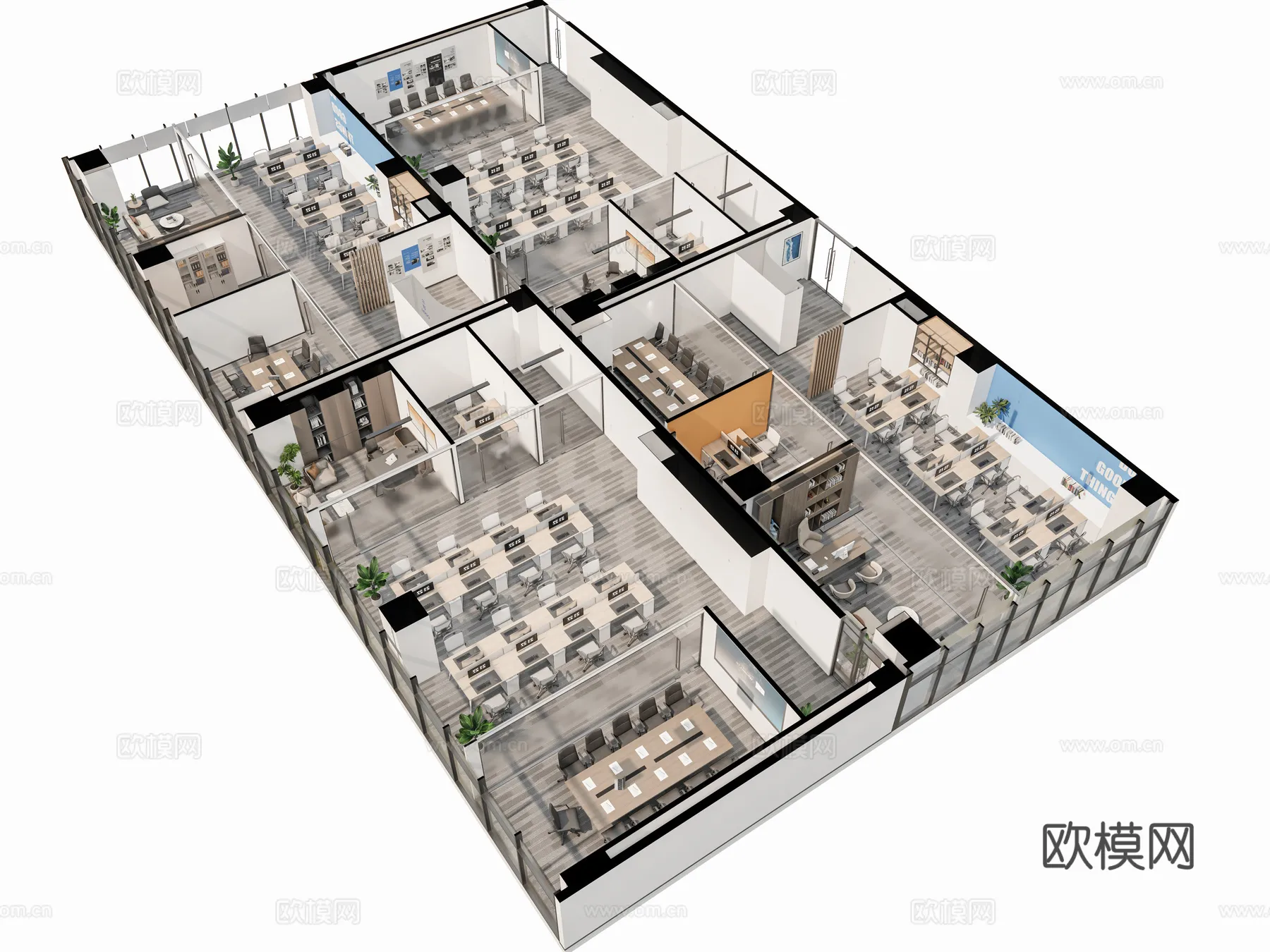 Office Space 3D Scenes - Office Room 3D Blocks - 047 - VRAY Render