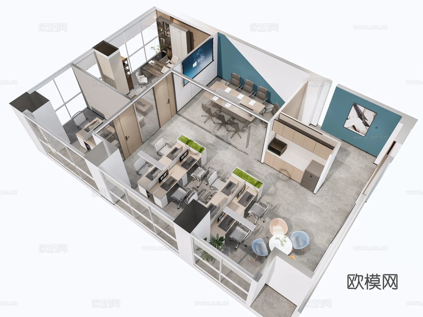 Office Space 3D Scenes - Office Room 3D Blocks - 049 - VRAY Render