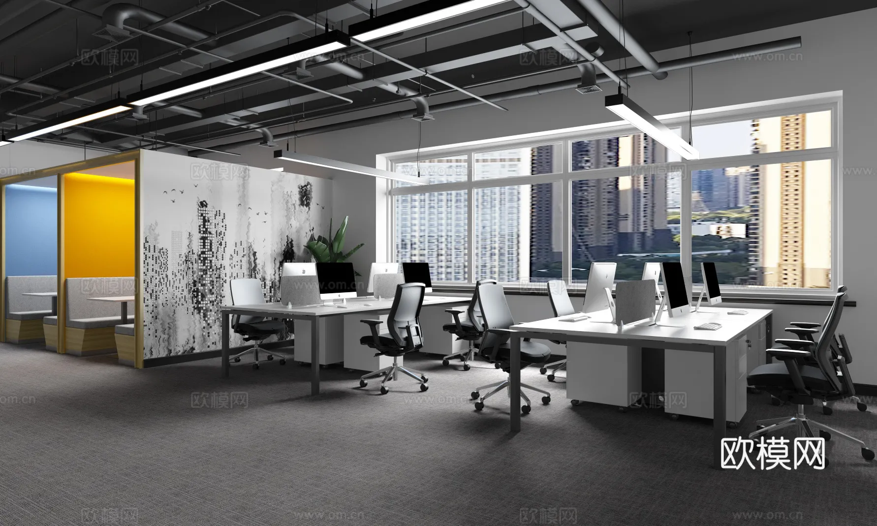 Office Space 3D Scenes - Office Room 3D Blocks - 063 - VRAY Render