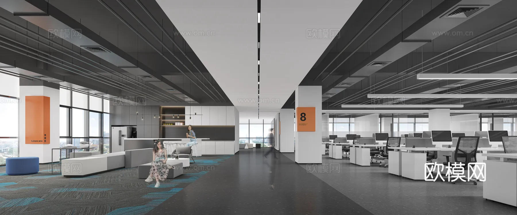 Office Space 3D Scenes - Office Room 3D Blocks - 066 - VRAY Render