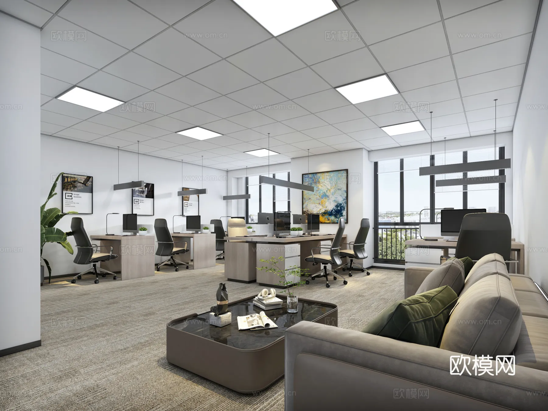 Office Space 3D Scenes - Office Room 3D Blocks - 094 - VRAY Render