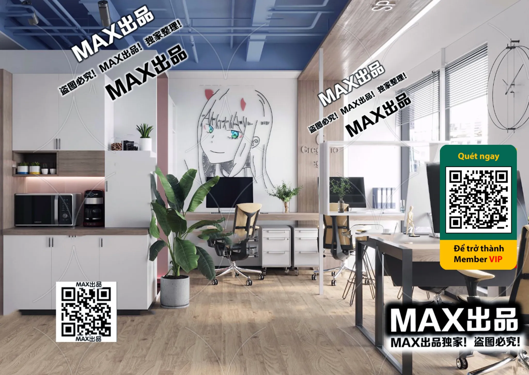 OFFICE SPACE – VRAY / CORONA – 3D MODEL – 4734