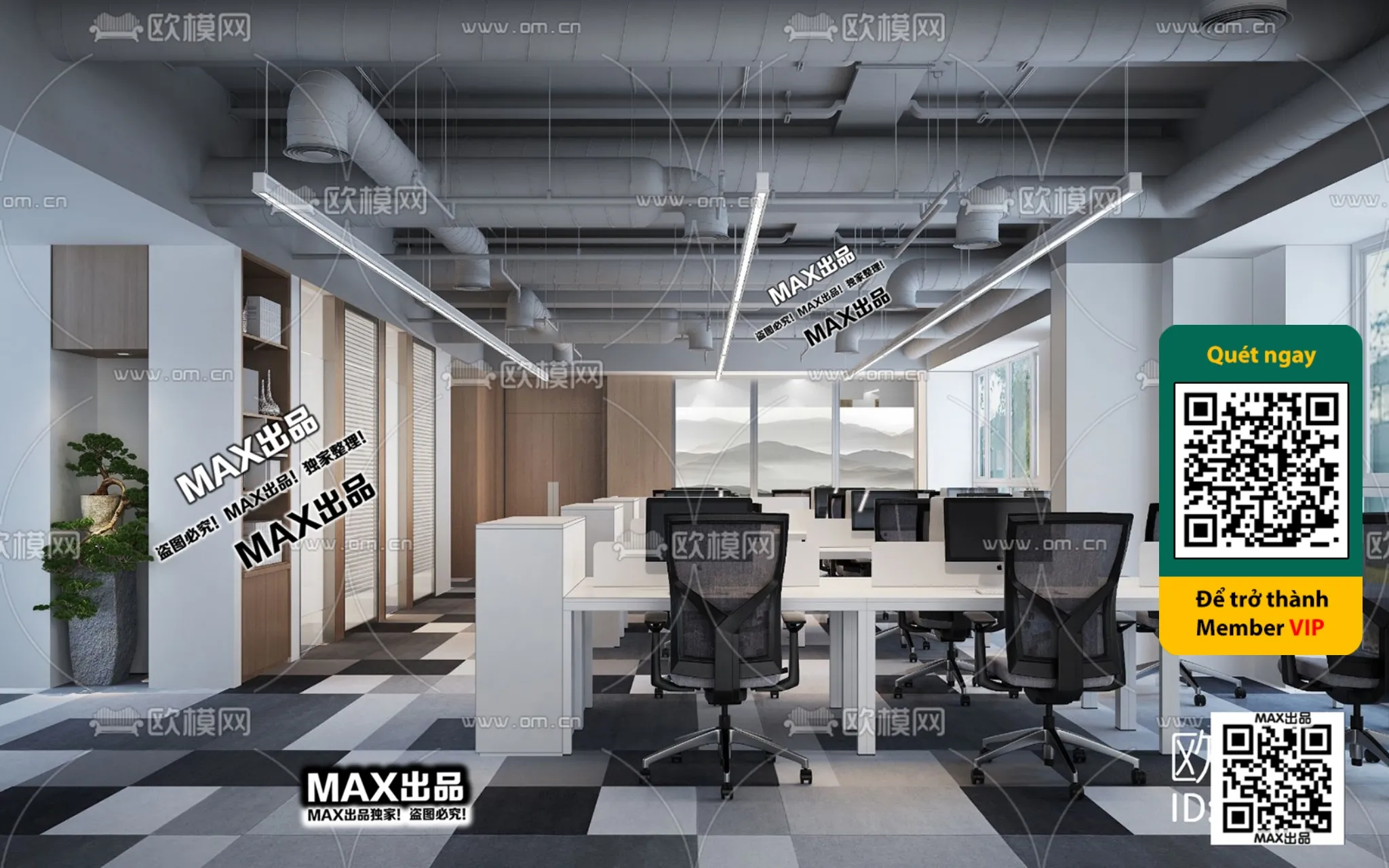 OFFICE SPACE - VRAY / CORONA - 3D MODEL - 4743