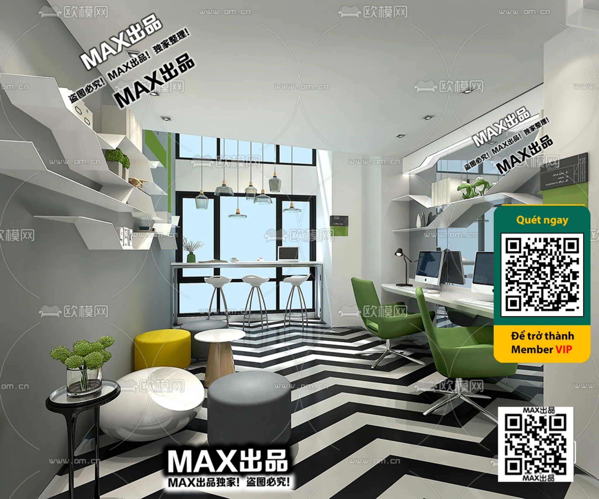 OFFICE SPACE - VRAY / CORONA - 3D MODEL - 4757