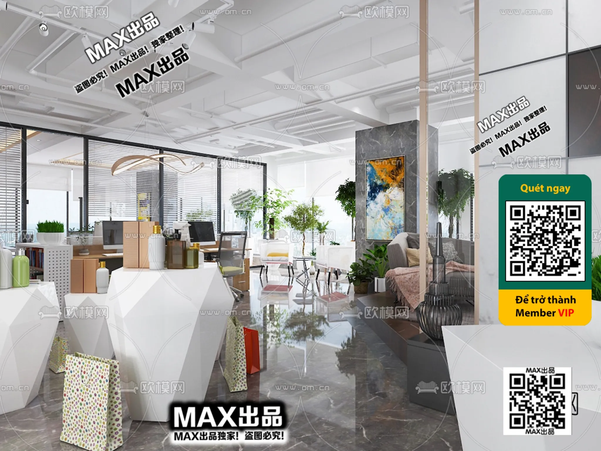 OFFICE SPACE - VRAY / CORONA - 3D MODEL - 4758