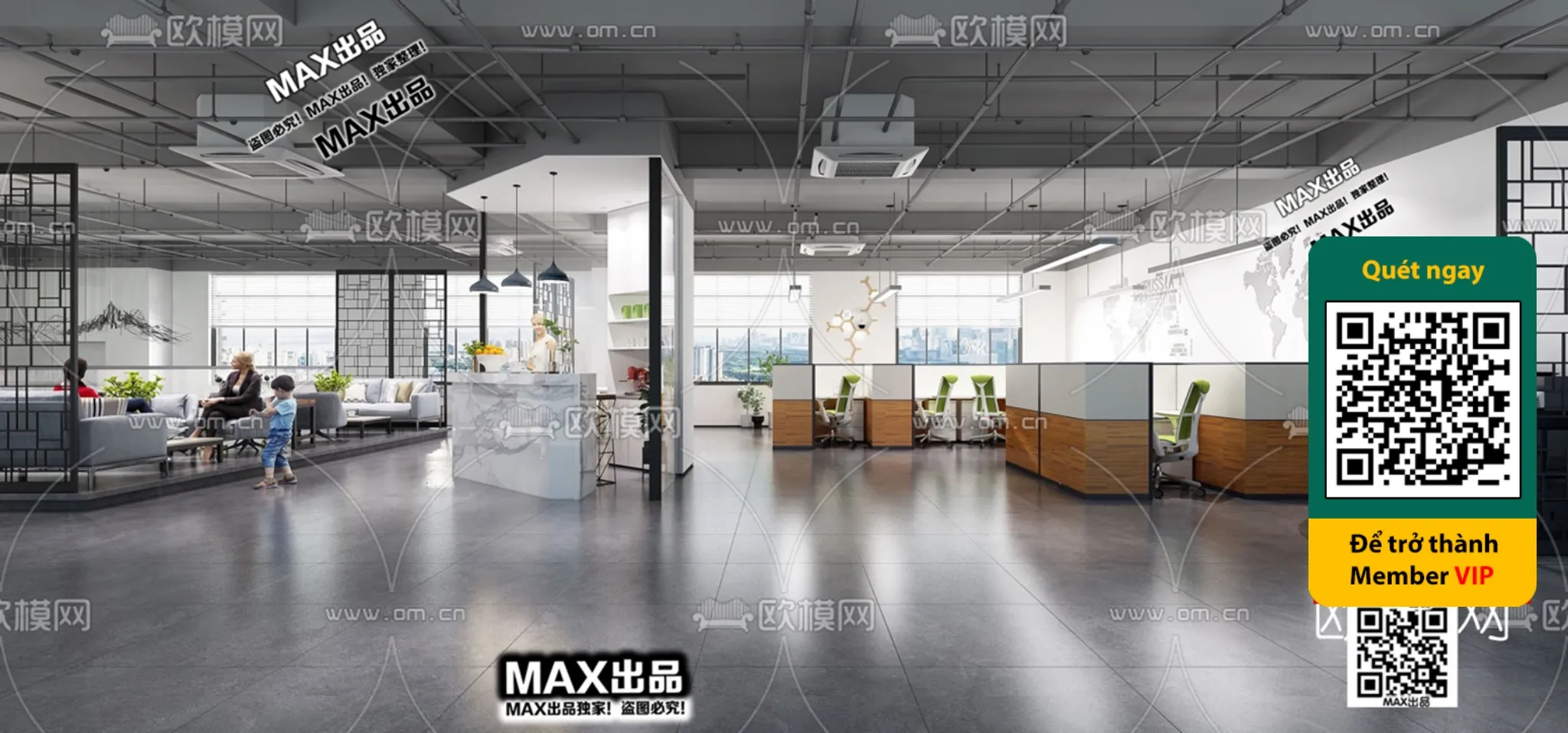OFFICE SPACE - VRAY / CORONA - 3D MODEL - 4778
