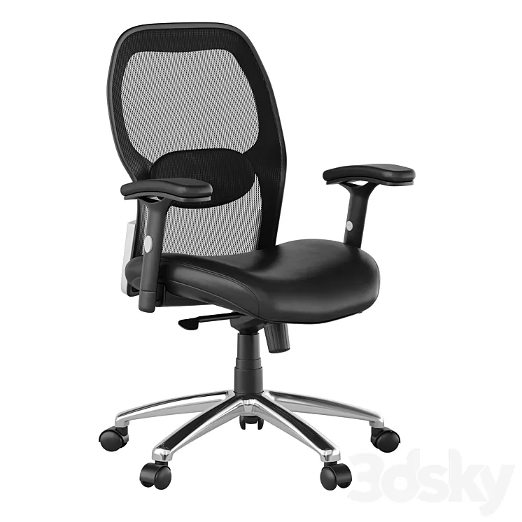 Office swivel chair with soft-leather seat 3D Model Free