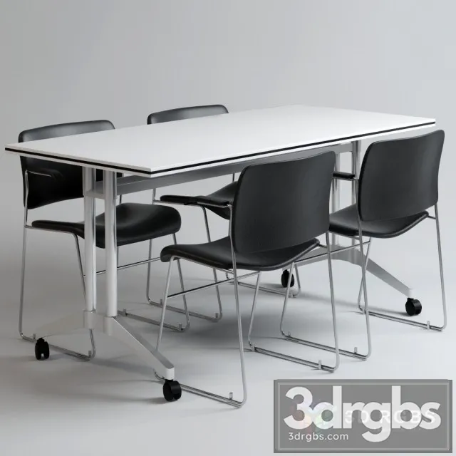 Office Table and Chair Set 02 3D Model Free