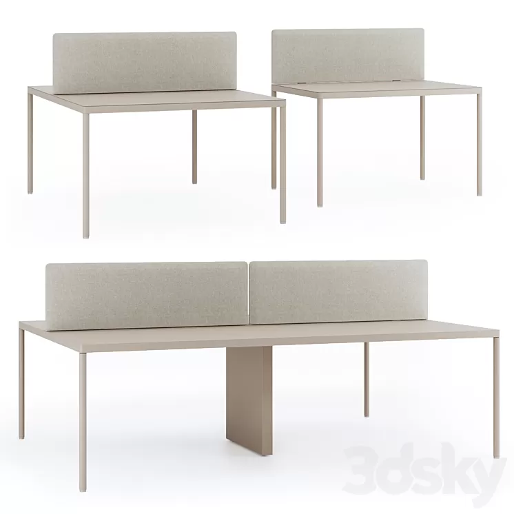 Office tables LAS Fil Rouge 3D Model Free