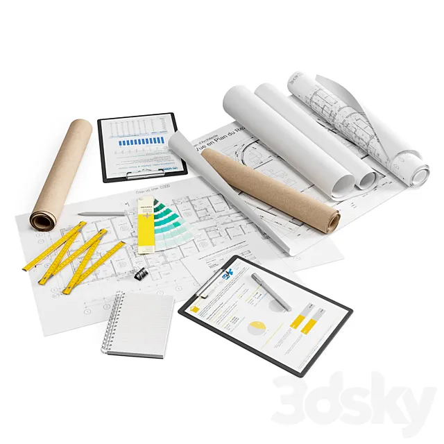 Office Workplace Decor Set 1 3DModel