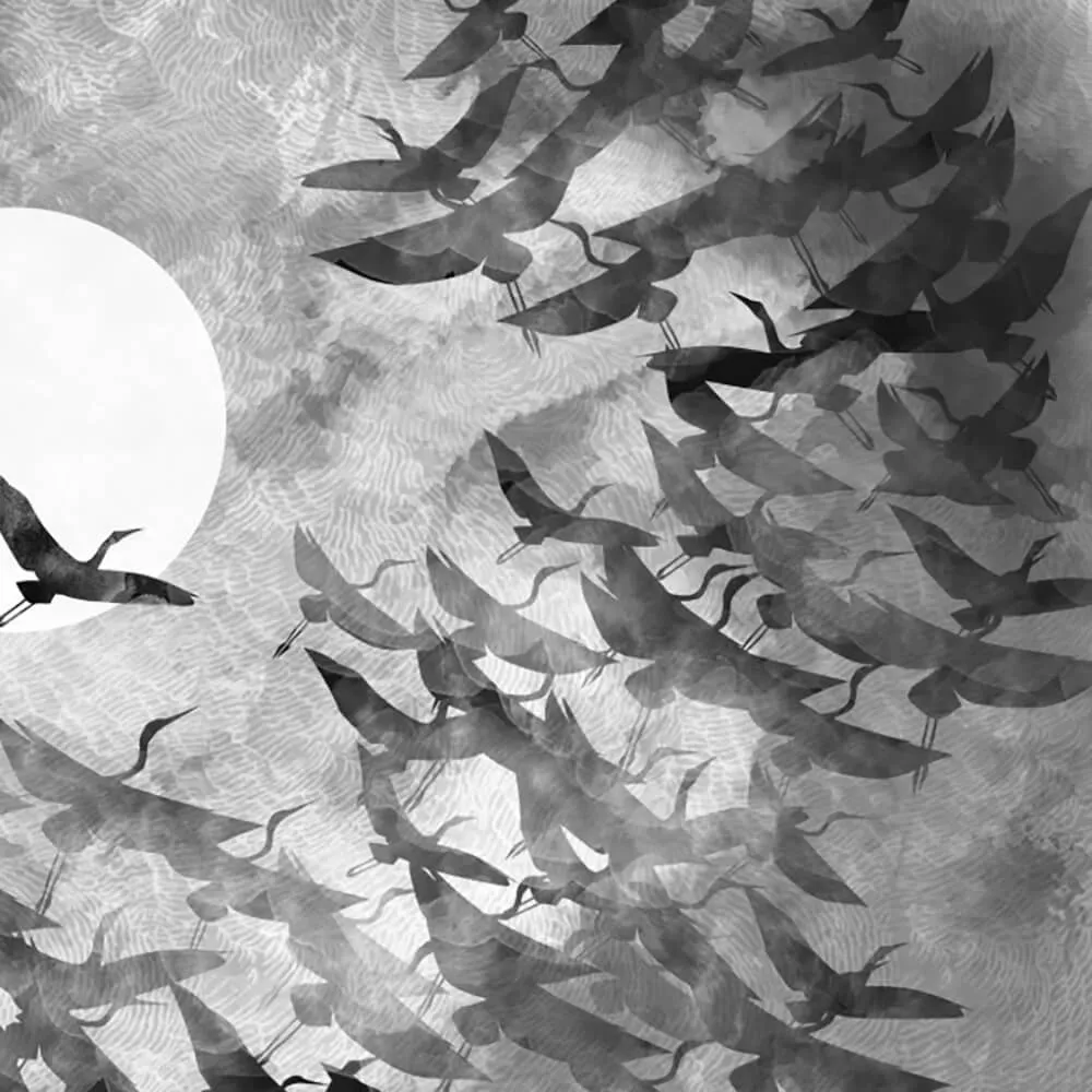 Officinarkitettura - Wallpaper Birds and waves white row 3D Model