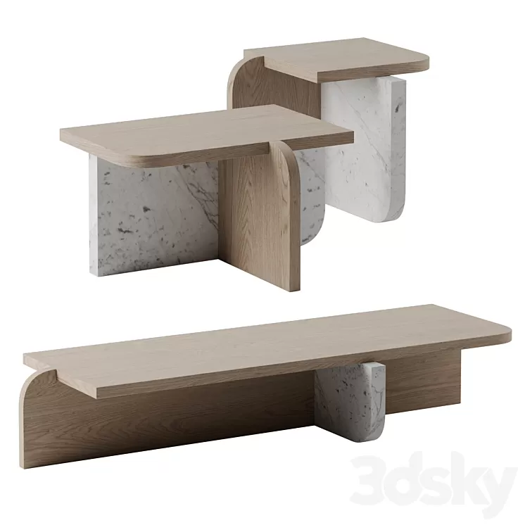 Offset coffee tables by Linteloo 3D Model Free