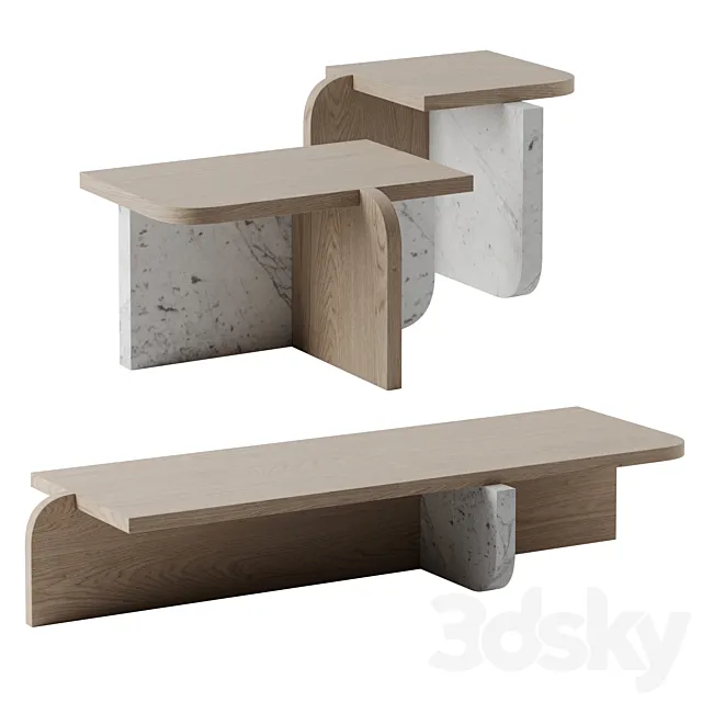 Offset coffee tables by Linteloo 3DModel