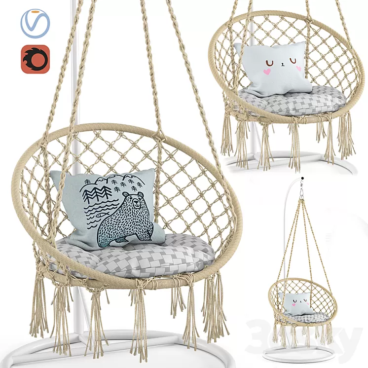 Ohuhu Hanging Hammock Swing Chair 3D Model