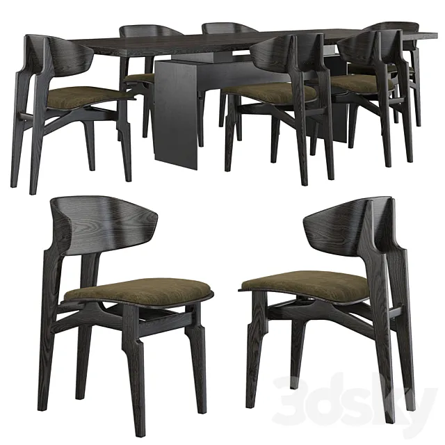 Okha Basilisk chair _ Okha Bison table 3D Model