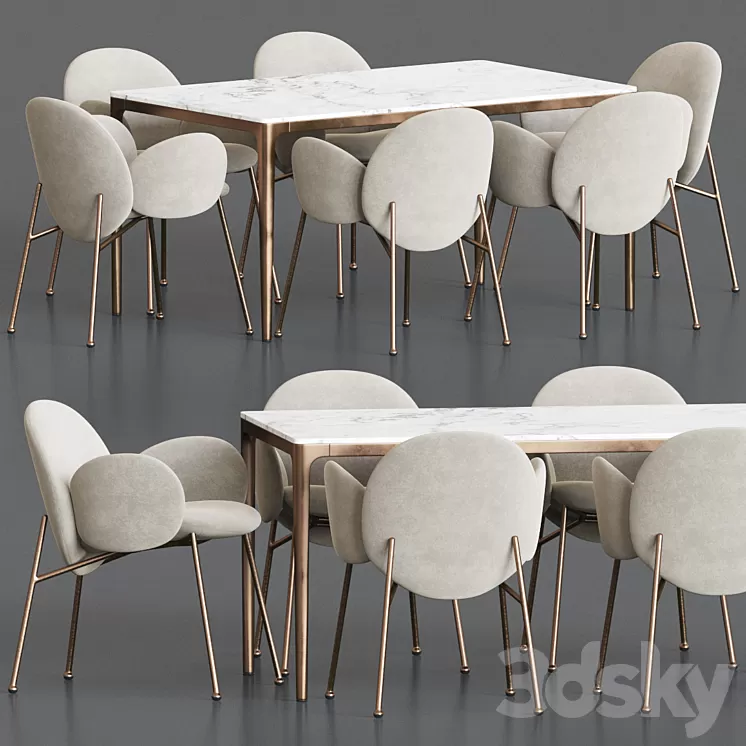 Ola Chair Canto Table Dining Set 3D Model Free