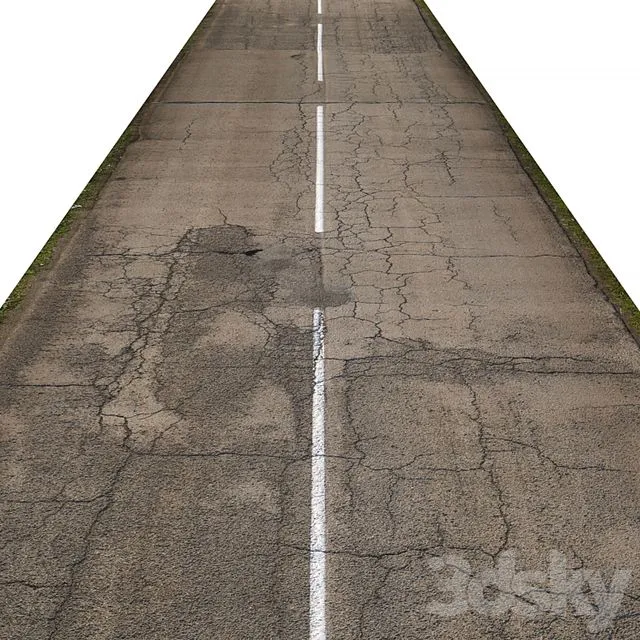 Old asphalt road - 35 meters 3D Model