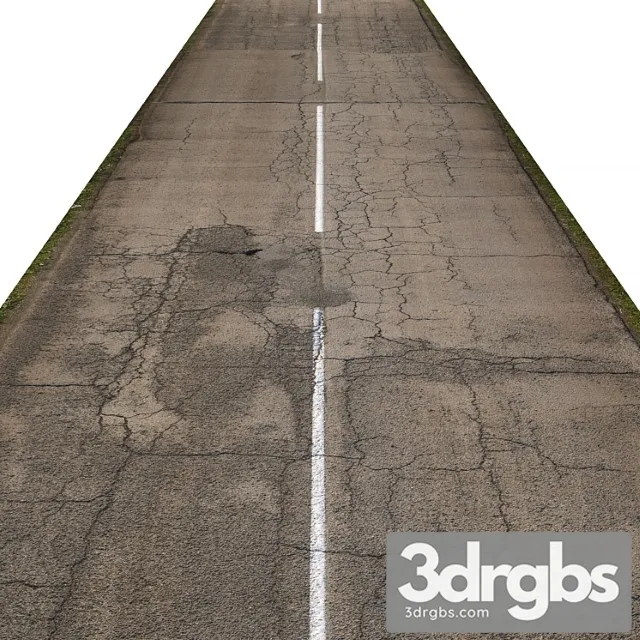Old Asphalt Road 35 Meters 3D Model Free
