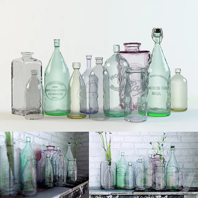 Old bottle for loft 3D Model