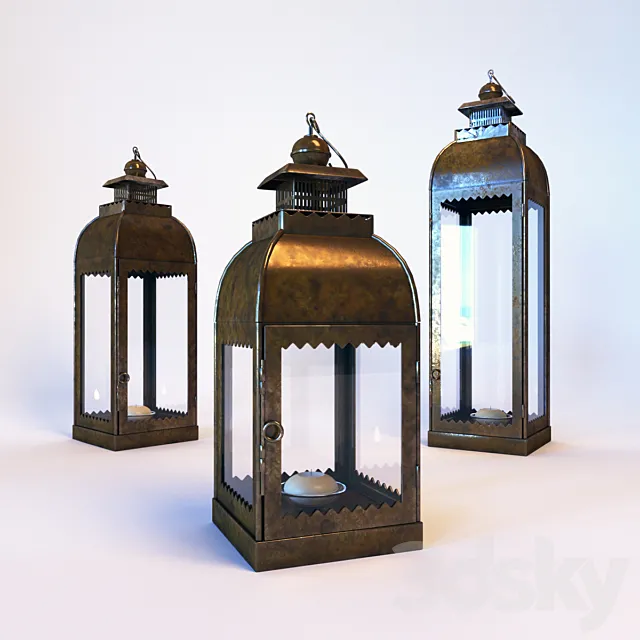 Old brass lamps 3D Model