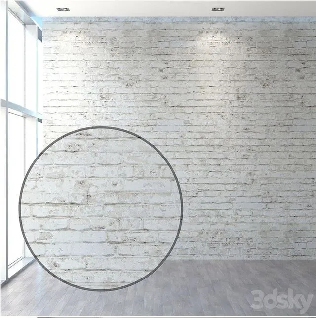 Old brickwork made of white brick 3D Model