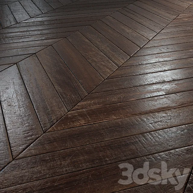 Old chevron Parquet - PBR textures 3D Model