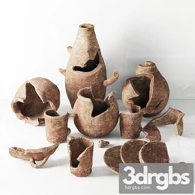 Old clay dishes 3D Model Free