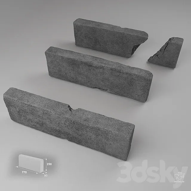 Old curbs 3D Model