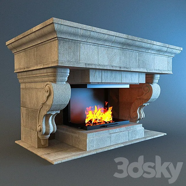 Old fireplace 3D Model