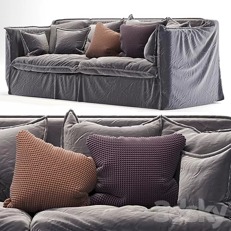 old gray sofa 3D Model