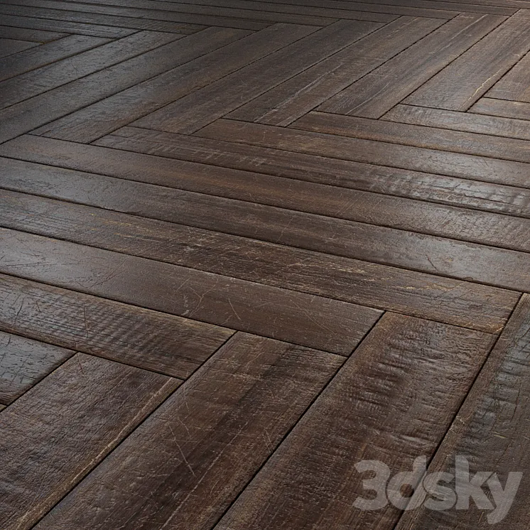Old Herringbone Parquet - PBR textures 3D Model Free