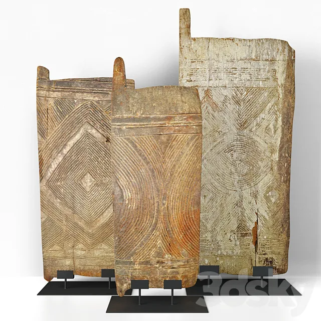Old Igbo Grain Doors 3D Model