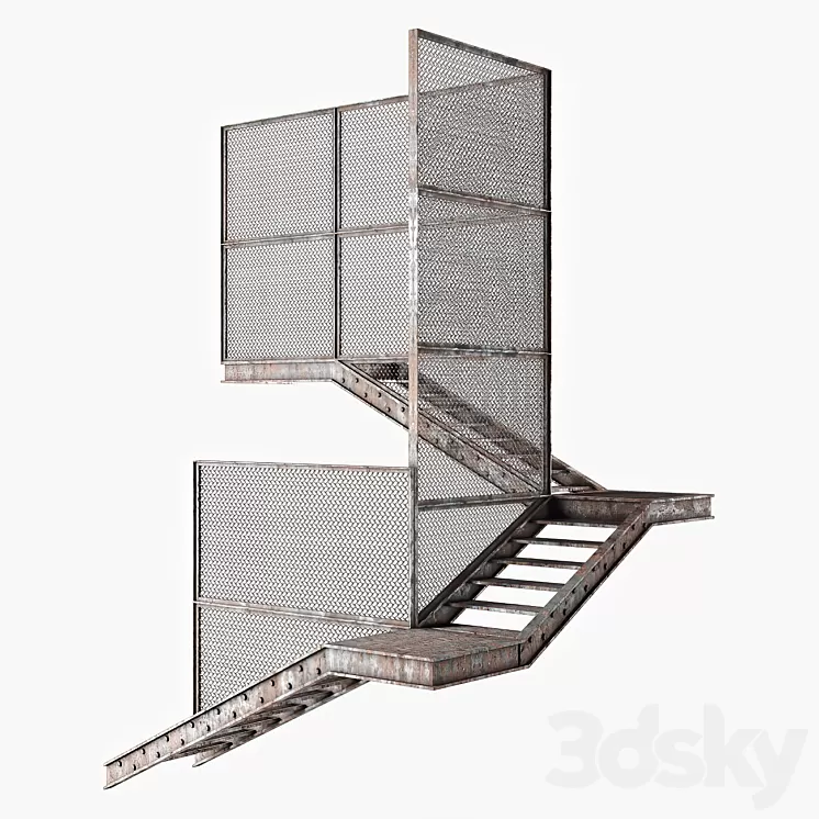 Old metal stair 3D Model