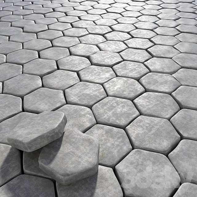 Old paving hexagon 3D Model