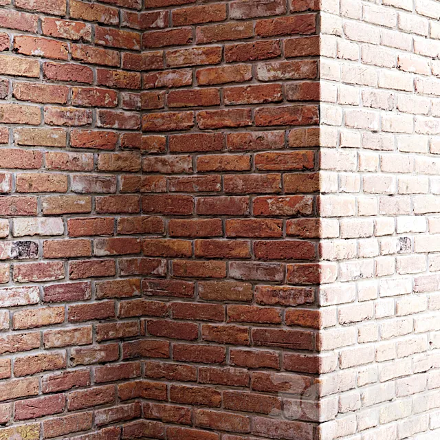 Old red brick wall 3DModel