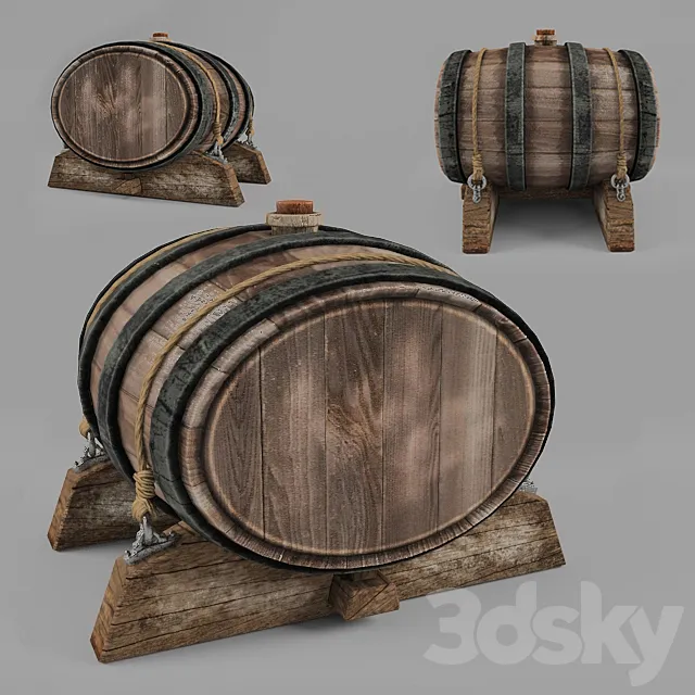 Old ship barrel 3D Model