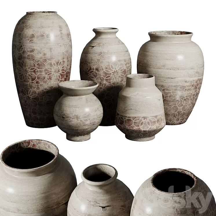 Old vase 3 material marble concrete plaster 3D Model