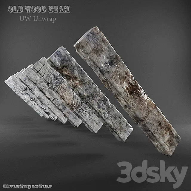 Old Wood beam 3D Model