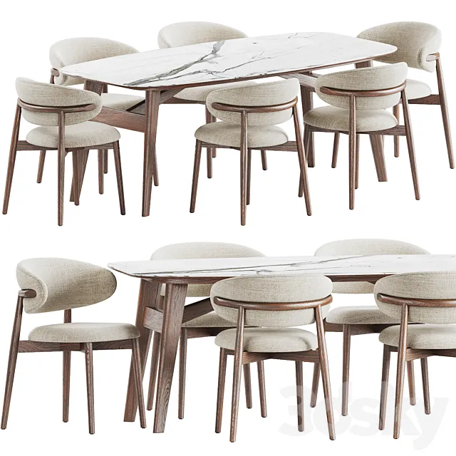 Oleandro Chair & Abrey Table by Calligaris 3D Model