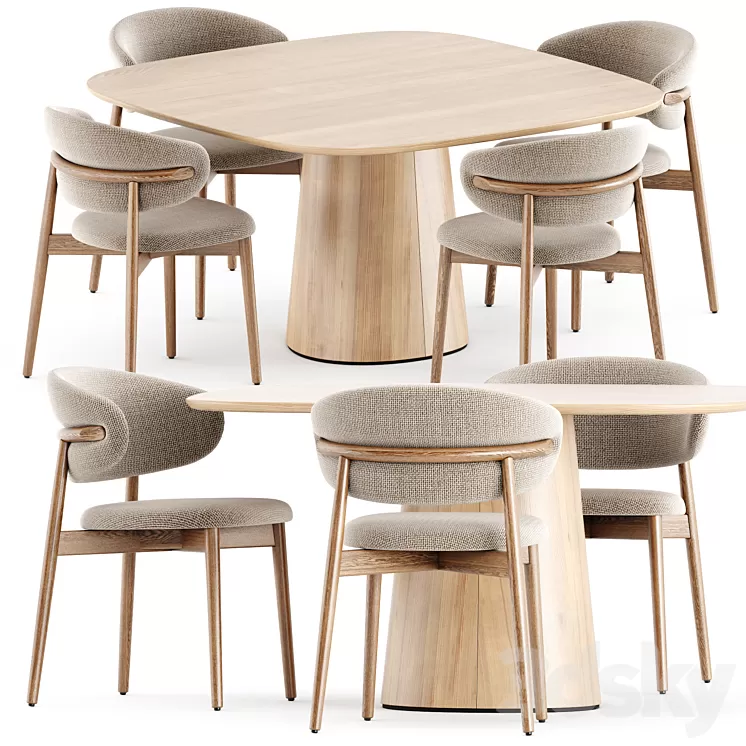 Oleandro chair by Calligaris and POV 462 table by Ton 3D Model