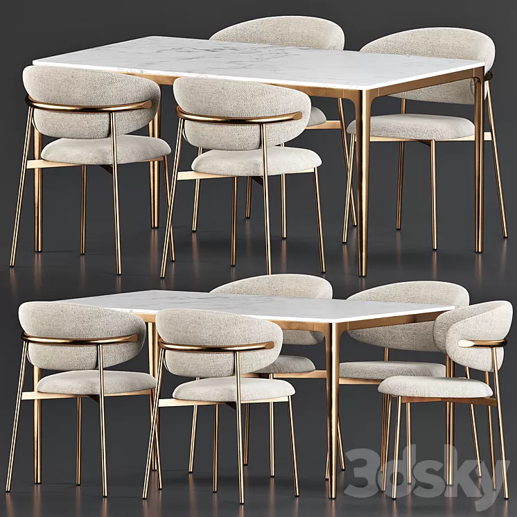 Oleandro Chair Canto Table Dining Set 3D Model Free
