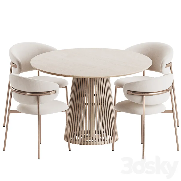 Oleandro Chair Jeanette Table Dining Set 3D Model Free