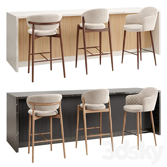 Oleandro  Family Look  Martin. Set of Bar Stool 3D Model