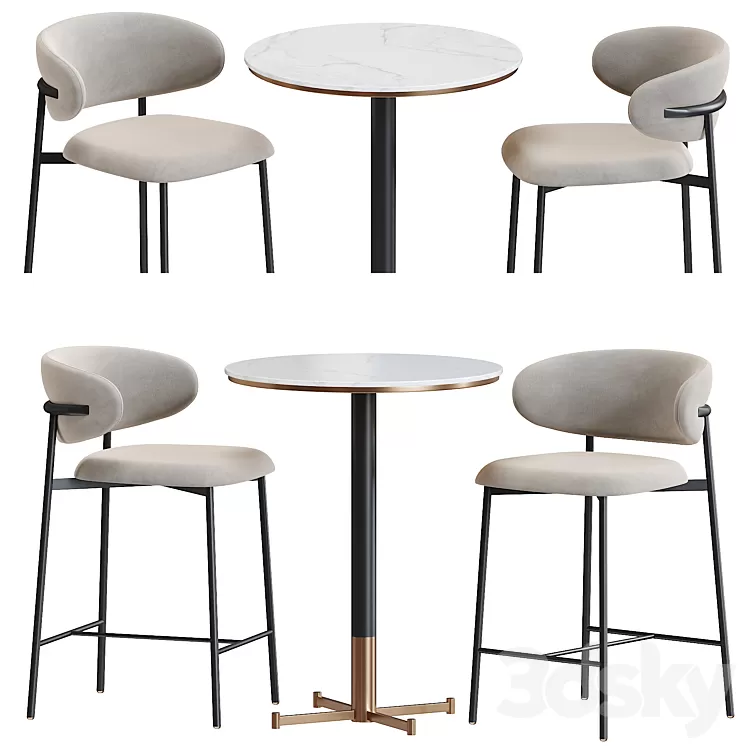 Oleandro Stool Metal bar table by Calligaris 3D Model Free