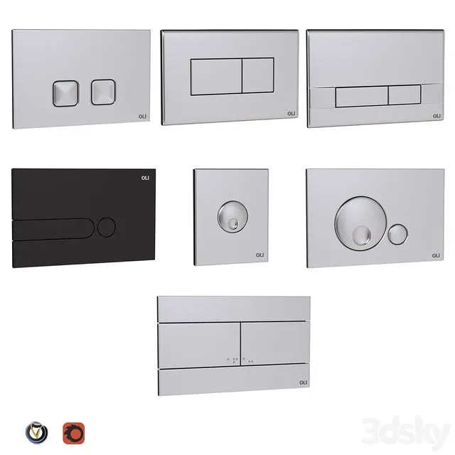 Oli flush buttons for installation (7 pcs.) 3D Model