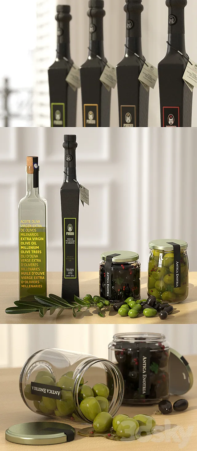 Olive and Oil set 3DModel