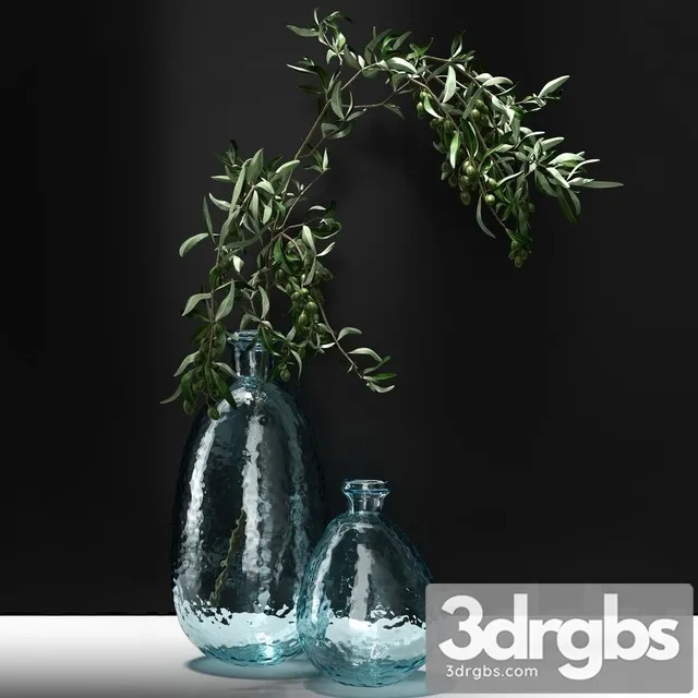 Olive Branch in Vase 3D Model Free